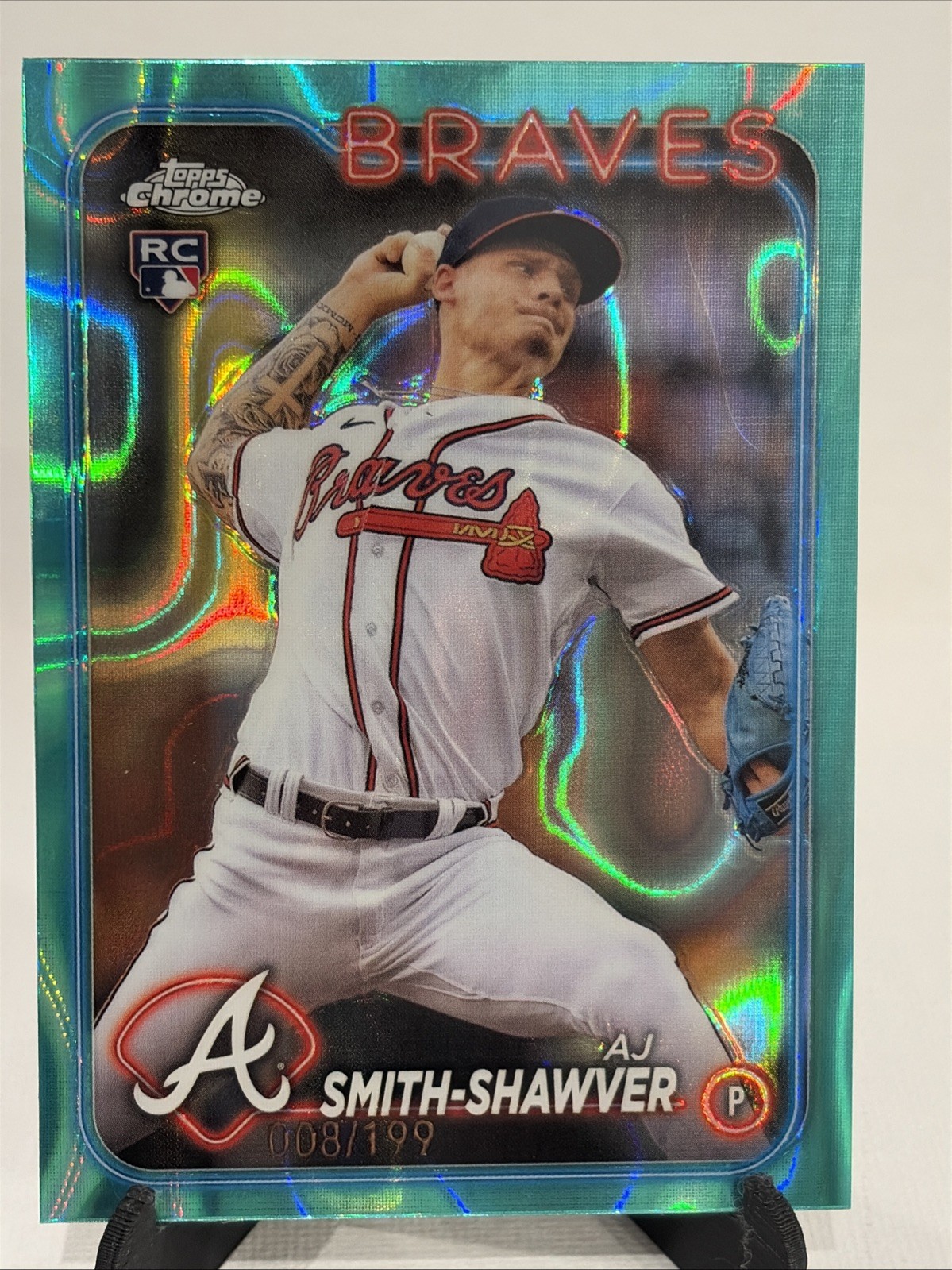 2024 Topps Chrome AJ Smith-Shawver Aqua Lava Refractor /199 Atlanta Braves #19