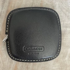 RARE VTG Authentic COACH Leather Mini Tape Measure Retractable 60" Black - works