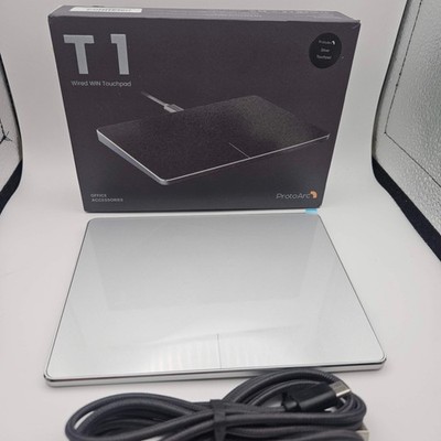 ProtoArc T1 Wired USB Trackpad, Windows 10/11, Large Slim Silver Touchpad