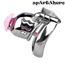 4mm Chastity Cage With Real Labia tube  Device Wearable Belt Worship Adult Men