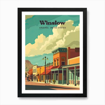 Winslow Arizona Stadt Reise Illustr gerahmtes Wandbild Poster Leinwanddruck Bild