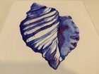 Original Blue Seashell Acrylic Painting on 12x12 Canvas Coastal Wall Art Decor — photo 4