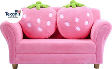 Sofá Infantil, Asiento Doble Rosa Sofá Infantil con 2 Almohadas Fresa, Niño Pequeño
