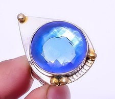 Tanzanite 925 Silver Plated Two Tone Gold Plated Ring s.9 T99 A3
