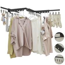 BESy Wall Mounted Laundry Clothes Drying Rack Foldable for Hanging Clothes Up...