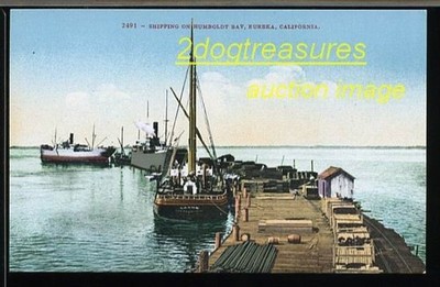 EUREKA CA HUMBOLDT BAY BOATS SHIPPING DOCK PIER VIEW OLd Calif California
