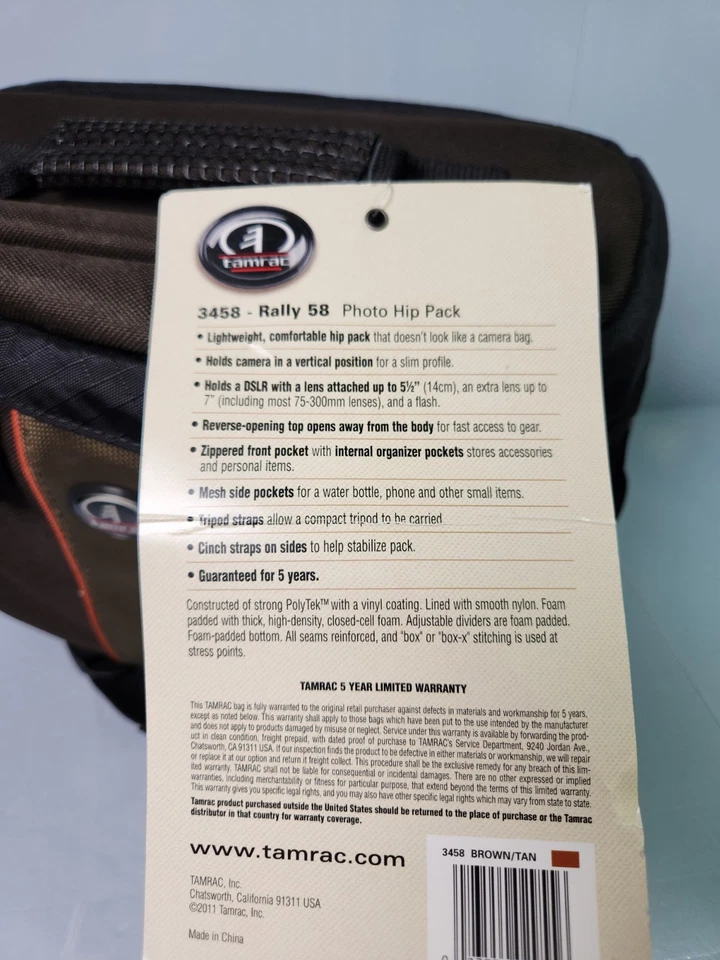 Tamrac 3458 Camera Bag Rally 58 Carrying Case Hip Waist Pack Brown & Tan - Image 4 of 4