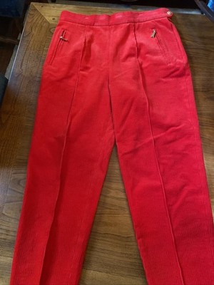 Escada Sport Red Corduroy High waisted Pants Zip Front Pockets W 32  