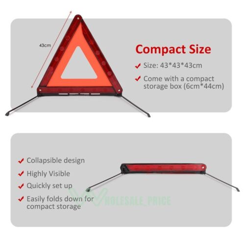3-15x DOT Approved Car Emergency Warning Triangle Reflective Safety Roadside Kit - Picture 6 of 23