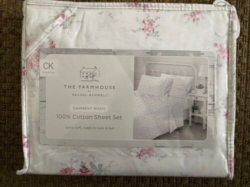 Rachel Ashwell Farmhouse Simply Shabby Chic Cal King Cotton White Pink Floral