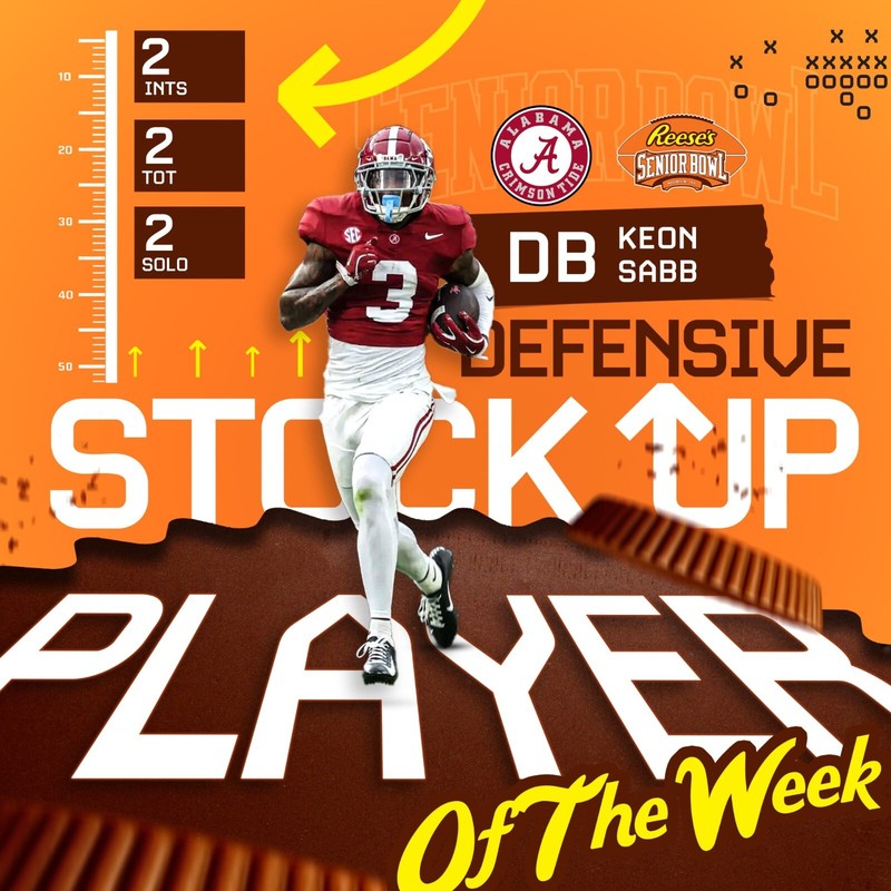 2025 SENIOR BOWL ALABAMA CRIMSON TIDE KEON SABB STOCK UP ROOKIE 