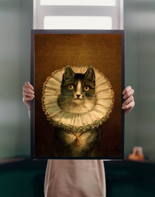 Die Witwe 1861 Katzenportrait POSTERDRUCK A1 F Dielman Gemälde Vintaga Wandbild