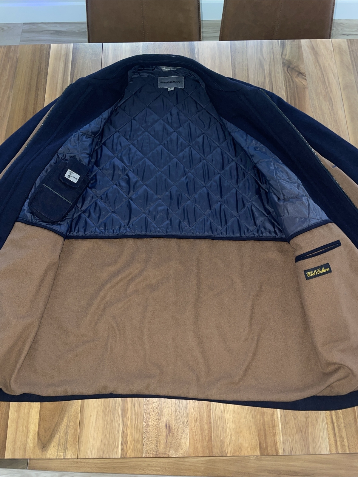 Johnston Murphy Gray Black Wool Cashmere Blend Bib Car Coat Men Jacket Medium eBay