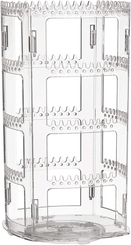 360° Rotating Jewelry Organizer 156 Holes 160 Grooves Clear 4tier Display Stand - Picture 11 of 12