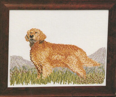 Golden Retriever Hund Tier Kreuzstichkarte 123 x 174 Stiche Mary Hickmott