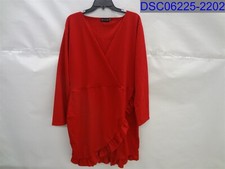 Pretty Little Things Womens 22 Red Ruffle Detail Wrap Dress Long Sleeve