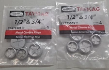 Taymac 1/2" and 34" Closure Plugs CP475505 Two packages of 4 (8 total)
