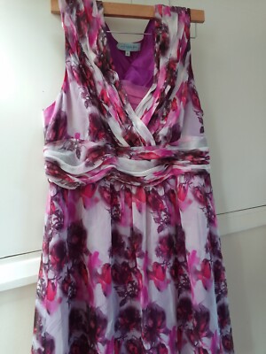 ~BETTY JACKSON 100% Silk Floral Dress Women's Size 16 silk lining 
