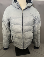 Spyder Puffer Hooded Jacket Boys Large 14/16 Gray Thermaweb Nylon Thumb Holes
