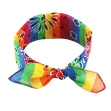 Rainbow Print Bandana Novelty Classic Motorcycle Face Mask Square Scarf Headwear