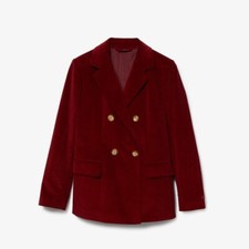 Lacoste Women’s Double-breasted Corduroy Jacket Vf6694-z7f Bordeaux Sz.42/l