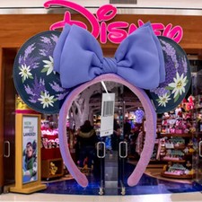 Flowers Purple Bow Minnie Ears Mickey Mouse Disney~Parks Ears Headband Ears