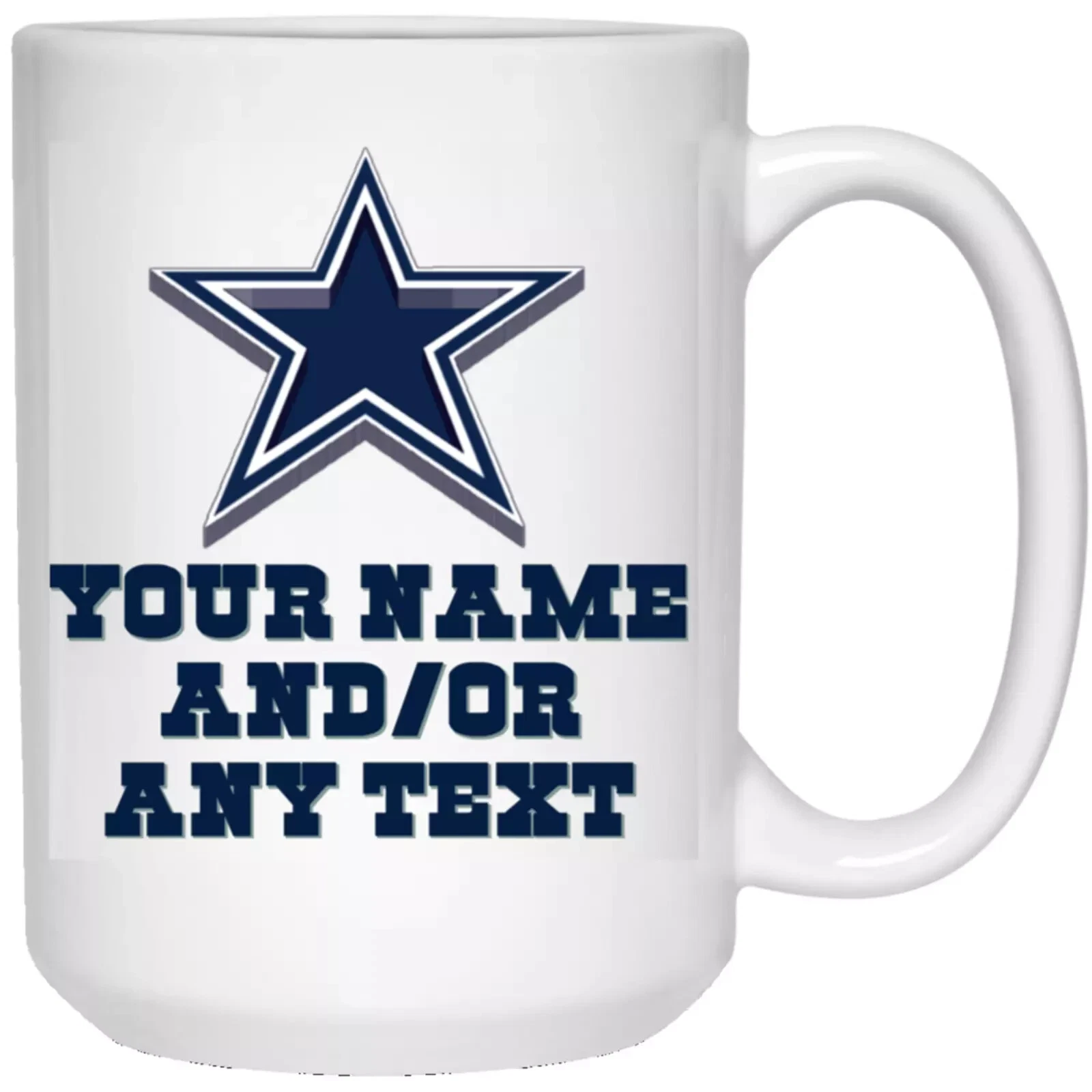 Custom Personalized Dallas Cowboys 3D Star White Ceramic Coffee Mug Cup