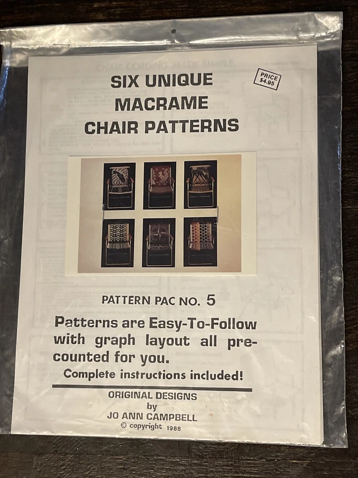 Vintage Unique Lawn Chair Macrame Patterns JoAnn Campbell Lunker Fawn Weave #5 - Image 2 of 4