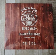 Viking Revolution Beard Care Set-Sandalwood Scent Shampoo & Conditioner - Ne17oz