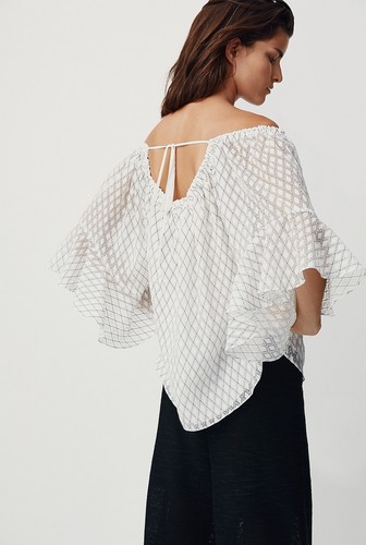 COUNTRY ROAD Diamond Print Silk Top AU10 US6 US6 Boho
