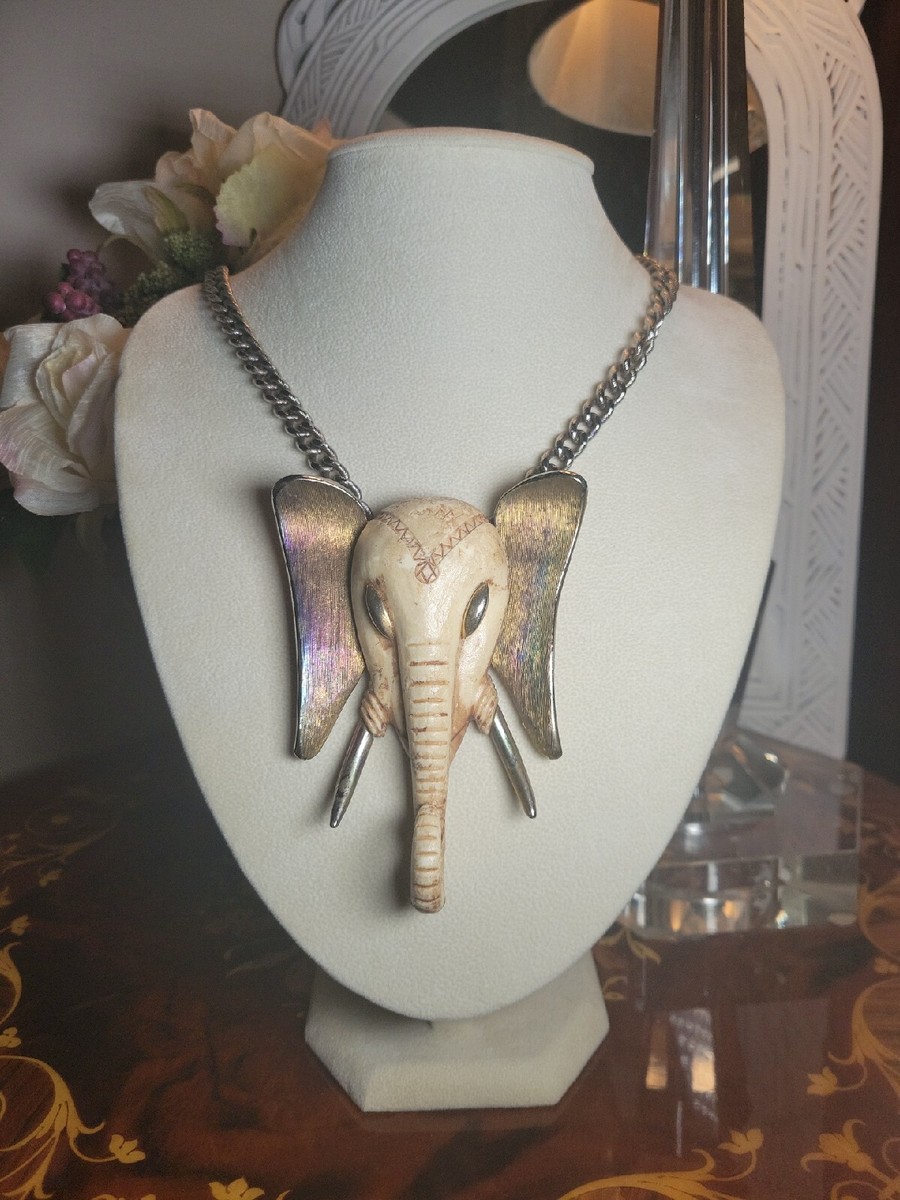 Head Pendant Large Elephant Necklace LARGE ELEPHANT HEAD EAR