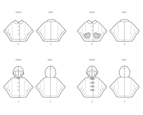SEWING PATTERN Girls Clothing Clothes - Poncho With Hood Hooded Coat Jacket 3043 - Picture 2 of 3