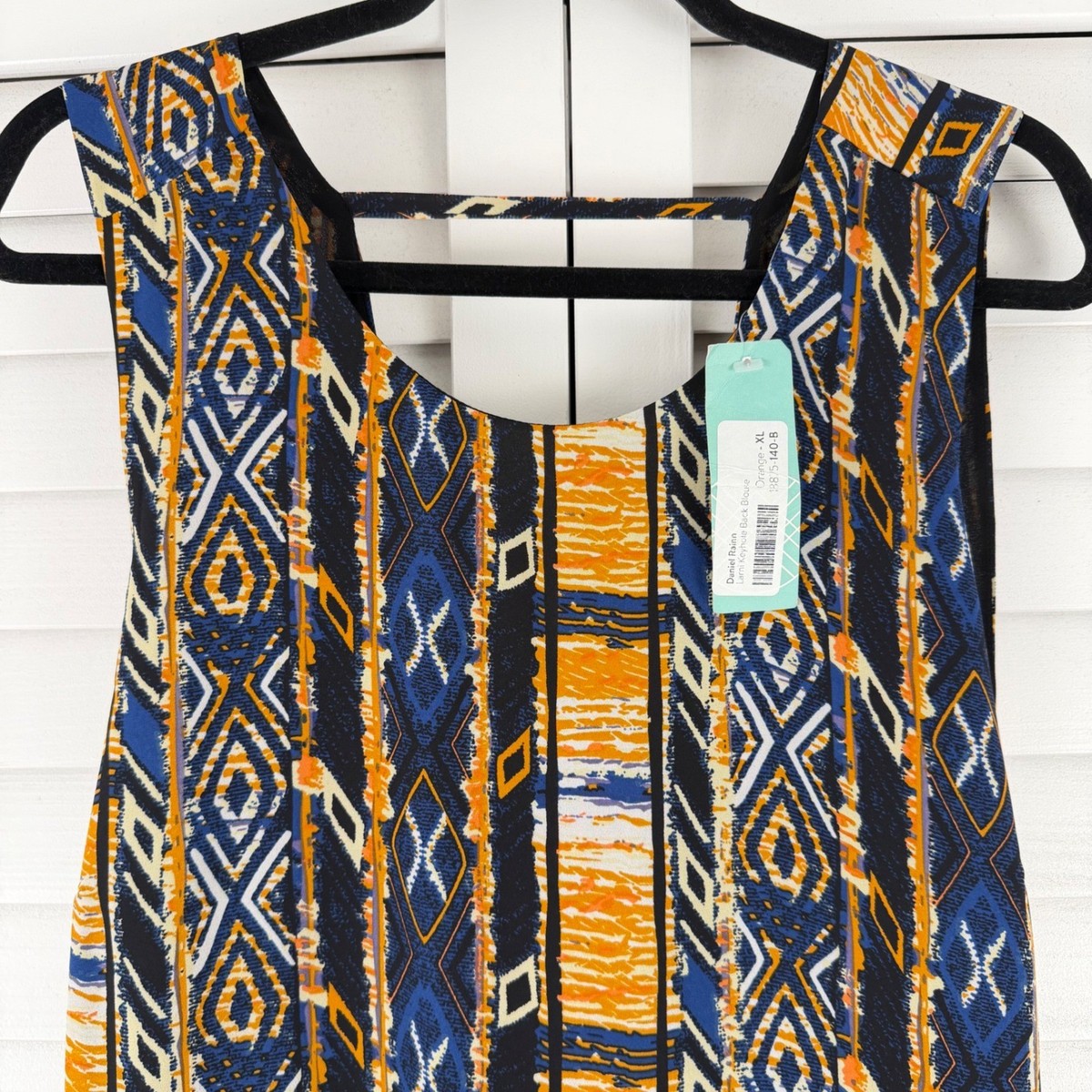 ray様 Daniel Rainn Larni Blouse Women XL Orange NEW Geometric Keyhole