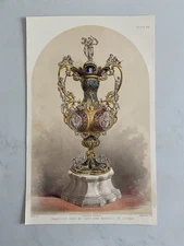 Antique Victorian Lithograph – Enamelled Vase by Hunt & Roskell, London 