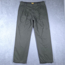 Vintage Duck Head Pants Mens 38x34 Fits 36x33 Olive Pleated Cuffed Twill Chino