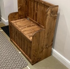 Large Dark Stained Brown Heavy Duty monks bench storage Seat