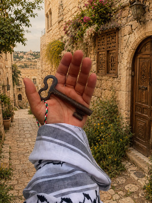 Antique Old Palestinian Jerusalem House Key Vintage Iron Ottoman Style 10cm