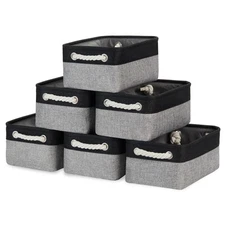 Storage Baskets [6 Pack] Small Fabric Canvas Collapsible Storage Bins 11.8 X ...
