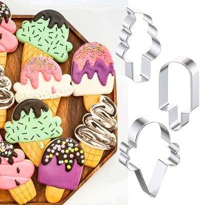 Ice Cream Cookie Cutters, Summer Cone Cake Mold Bakery 3p 