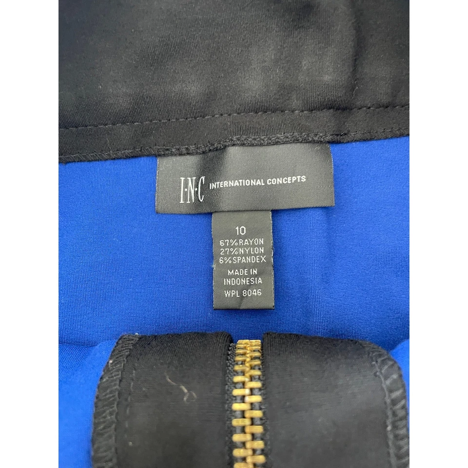 Винтажный мод Colorblock мини юбка женщин 10 синий черный белый молнии спереди ретро - Изображение 3 из 4