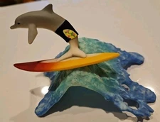 John Perry Studio  Dolphin On A Surf Board  California Art Figurine