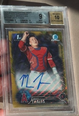 2016 Bowman Draft Chrome Matt Thaiss Auto RC 31/50 Bgs 9 10 Gold Wave