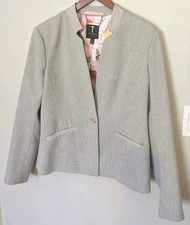 Ted Baker London Daizi Gray Textured Blazer Jacket Career Size 5  Tags VG 