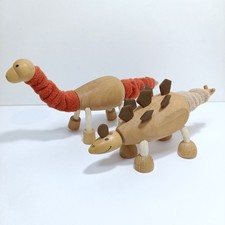 Anamalz Wooden Animal Figures Dinosaur Stegosaurus Brontosaurus 2 piece Set Anam
