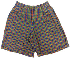 Vtg Liz Sport Golf Shorts Plaid High Waist Cotton, Women 12 28x9 Multicolor