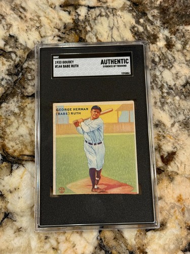 1933 Goudey Babe Ruth #144 SGC AUTHENTIC Freshly Graded Vivid Color Trimmed HOF
