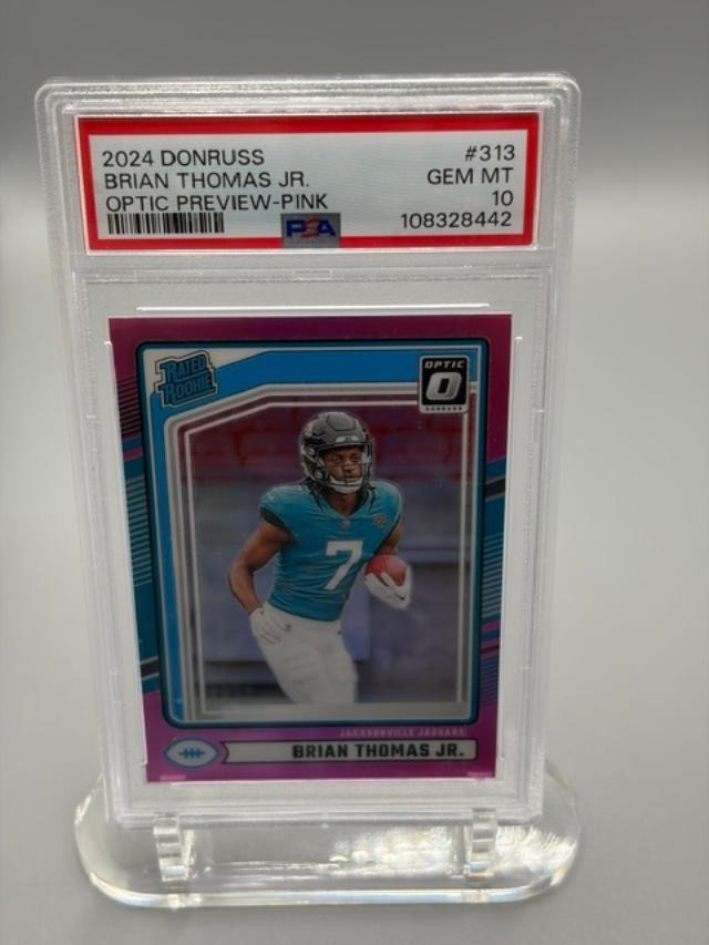 BRIAN THOMAS JR. 2024 DONRUSS OPTIC PREVIEW RATED ROOKIE PINK PSA 10 GEM