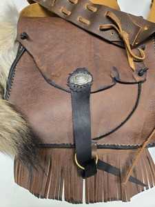Mountain Man Possibles Bag with Coyote Tail & Cinch Strap