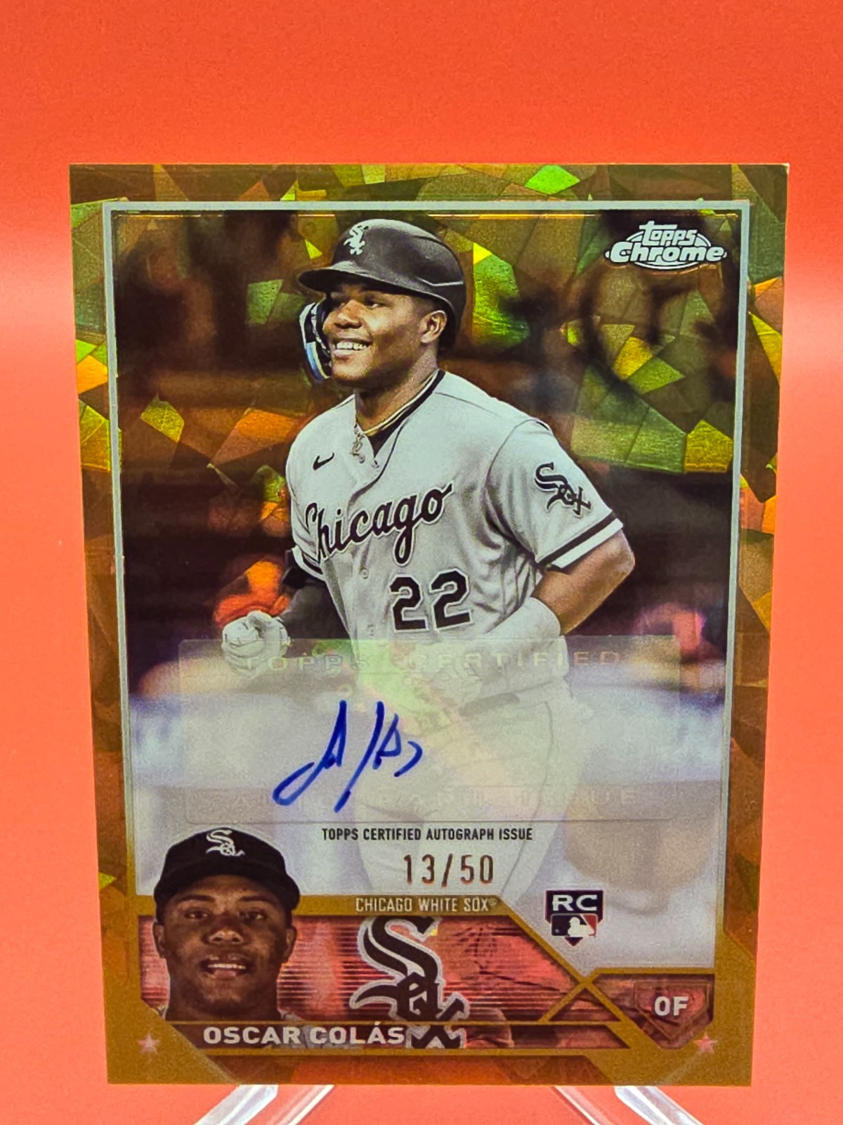 2023 Topps Chrome Update Saphire #USA-OCO Oscar Colas RC Auto SP Gold 13/50