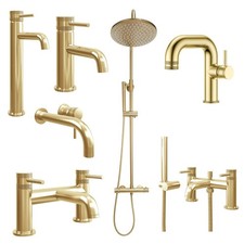 Brushed Brass Basin Bath Filler Tap Shower Single Lever Mixer Modern Premium